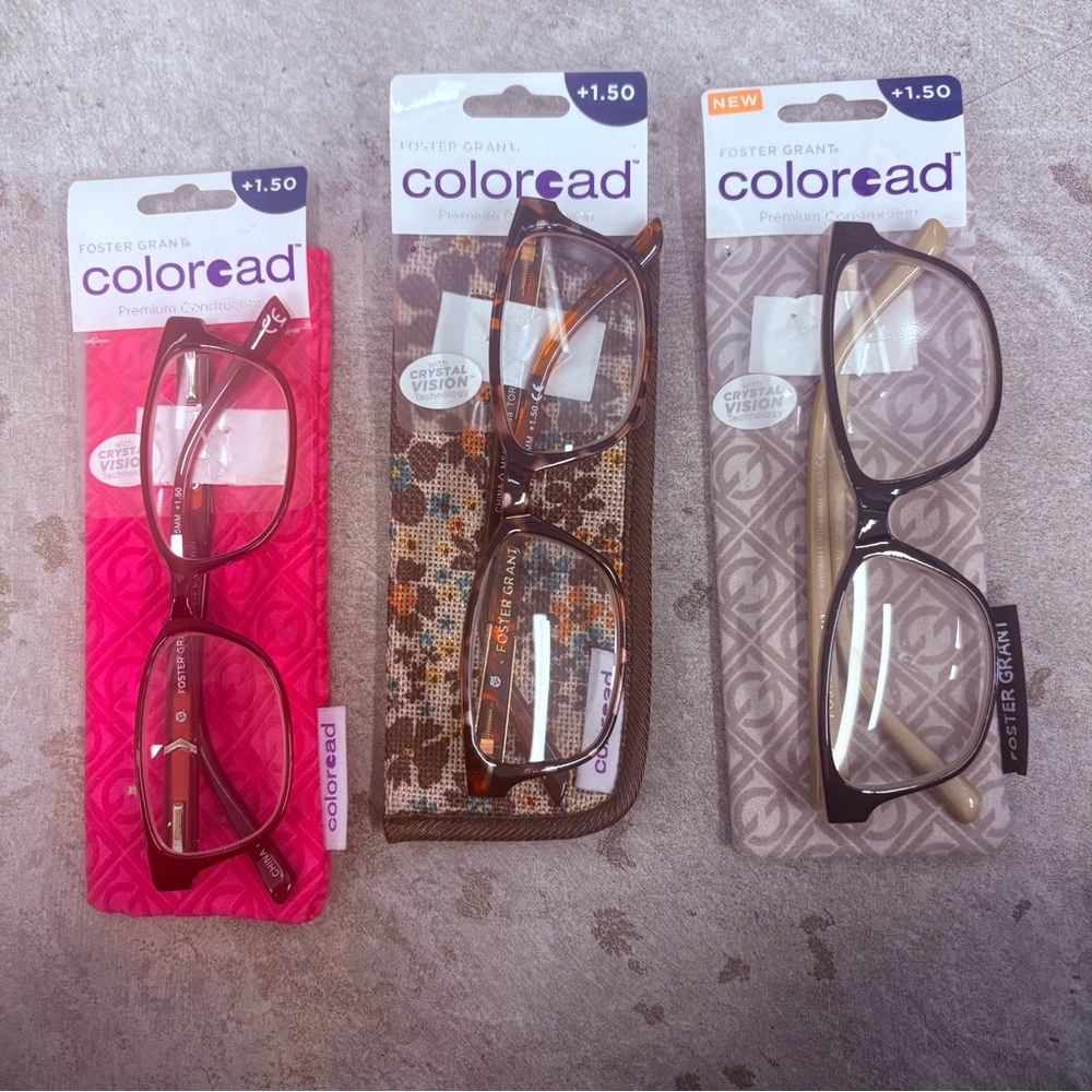 Foster Grant Colorread Glasses Trio - Red, Multicolor, Brown